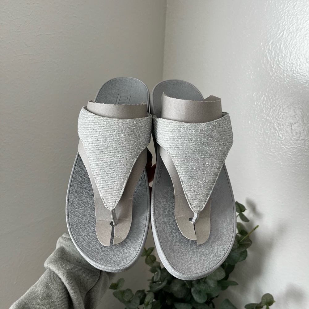 FitFlop Women's Lottie Glitzy Silver Slide Sandals Size 10 US - Picture 8 of 14